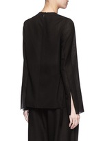 Back View -Click To Enlarge Tie side sheer wool blend twill top