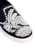Detail View -Click To Enlarge Bead embroidery denim skate slip-ons