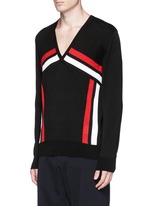 Front View -Click To Enlarge Stripe intarsia cotton sweater