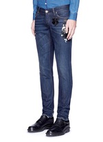 Front View -Click To Enlarge 'Gold 10' slim fit cat embellished jeans