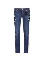 Main View -Click To Enlarge 'Gold 10' slim fit cat embellished jeans