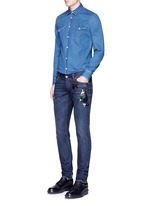 Figure View -Click To Enlarge 'Gold 10' slim fit cat embellished jeans