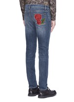 Back View -Click To Enlarge 'Stretch 14' slim fit medium wash embroidered jeans