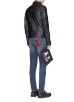 Figure View -Click To Enlarge 'Stretch 14' slim fit medium wash embroidered jeans