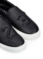 Detail View -Click To Enlarge '23' embossed leather skate slip-ons