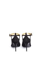 Back View -Click To Enlarge 'Lucrezia' metallic ankle strap suede pumps