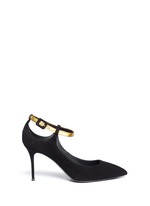Main View -Click To Enlarge 'Lucrezia' metallic ankle strap suede pumps