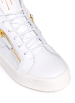 Detail View -Click To Enlarge 'May London' zipped patent leather high top sneakers