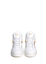 Front View -Click To Enlarge 'May London' zipped patent leather high top sneakers