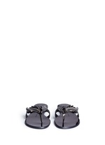 Front View -Click To Enlarge 'Rock' mirror leather slide sandals