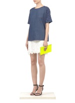 Markus Lupfer&nbsp;Dahlia jewel-stone sleeve denim top