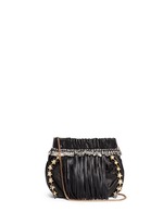 Main View -Click To Enlarge Pearl star chain fringed leather crossbody bag