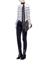 Figure View -Click To Enlarge 'Happy' zircon trim leather fringe clutch