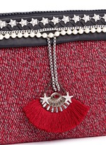 Detail View -Click To Enlarge 'Fan' pearl star chain embellished bouclé clutch