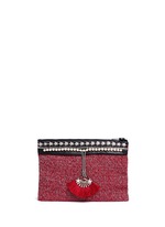 Main View -Click To Enlarge 'Fan' pearl star chain embellished bouclé clutch