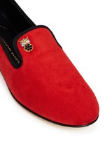 Detail View -Click To Enlarge 'Dalila' crystal pavé owl charm suede loafers