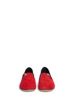 Front View -Click To Enlarge 'Dalila' crystal pavé owl charm suede loafers