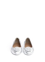 Front View -Click To Enlarge 'Minnie Travel' metallic leather ballet flats