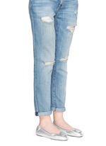 Figure View -Click To Enlarge 'Minnie Travel' metallic leather ballet flats