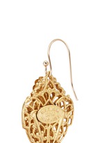 Detail View -Click To Enlarge Filigree teardrop leaf drop earrings