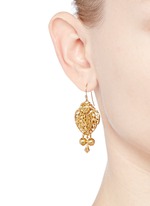 Figure View -Click To Enlarge Filigree teardrop leaf drop earrings