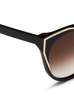 Detail View -Click To Enlarge 'Polygamy' metal corner acetate cat eye sunglasses