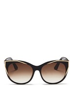 Main View -Click To Enlarge 'Polygamy' metal corner acetate cat eye sunglasses