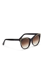 Figure View -Click To Enlarge 'Polygamy' metal corner acetate cat eye sunglasses