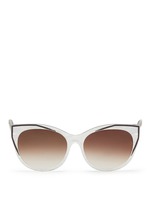 Main View -Click To Enlarge 'Polygamy' metal corner pearlescent acetate cat eye sunglasses