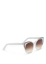 Figure View -Click To Enlarge 'Polygamy' metal corner pearlescent acetate cat eye sunglasses