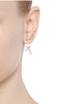 Figure View -Click To Enlarge 'Neon Love and Kisses' 18k yellow gold asymmetric earrings