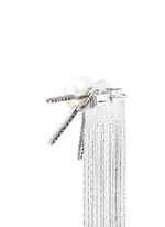 Detail View -Click To Enlarge Strass pavé pearl star fringe drop earrings