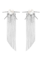Main View -Click To Enlarge Strass pavé pearl star fringe drop earrings