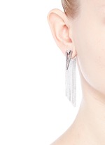 Figure View -Click To Enlarge Strass pavé triangle fringe drop earrings