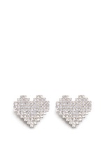 Detail View -Click To Enlarge Strass pavé heart pearl drop earrings