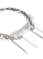 Detail View -Click To Enlarge Pearl star spike strass pavé fringe necklace