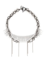 Main View -Click To Enlarge Pearl star spike strass pavé fringe necklace