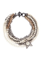 Main View -Click To Enlarge Strass pearl star charm mix chain necklace
