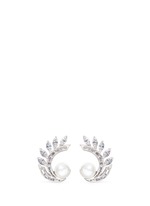 Main View -Click To Enlarge Faux pearl cubic zirconia vine clip earrings