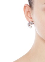 Figure View -Click To Enlarge Faux pearl cubic zirconia vine clip earrings