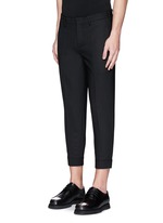 Front View -Click To Enlarge Zip cuff bistretch gabardine cropped pants