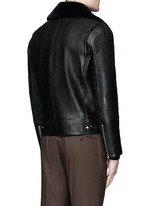 Back View -Click To Enlarge Lamb shearling collar leather biker jacket
