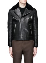 Main View -Click To Enlarge Lamb shearling collar leather biker jacket