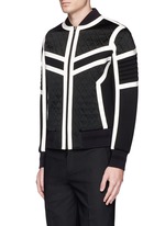 Front View -Click To Enlarge Contrast trim quilted bomber jacket