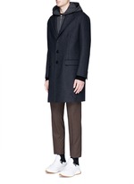 Front View -Click To Enlarge Vest underlay herringbone long wool coat
