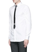 Front View -Click To Enlarge Thunderbolt pin faux leather tie tuxedo shirt