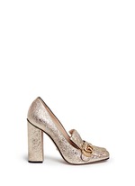 Main View -Click To Enlarge Kiltie fringe metallic leather loafer pumps