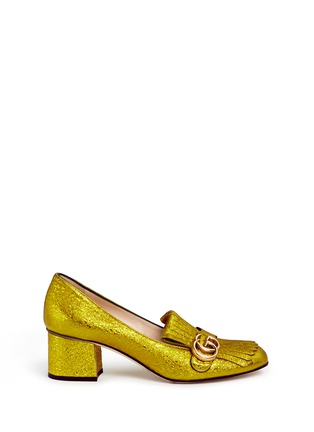 Main View - Click To Enlarge Main View - Click To Enlarge - Gucci - Kiltie fringe metallic leather loafer pumps