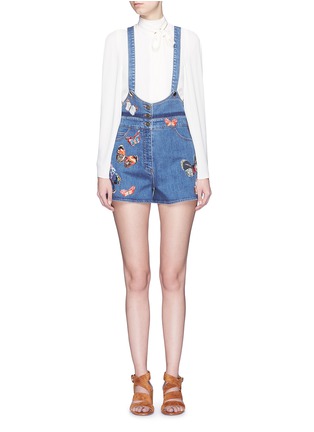 Main View - Click To Enlarge Main View - Click To Enlarge - Valentino - Butterfly embroidery denim overalls