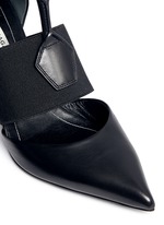 Detail View -Click To Enlarge Caged elastic band leather pumps